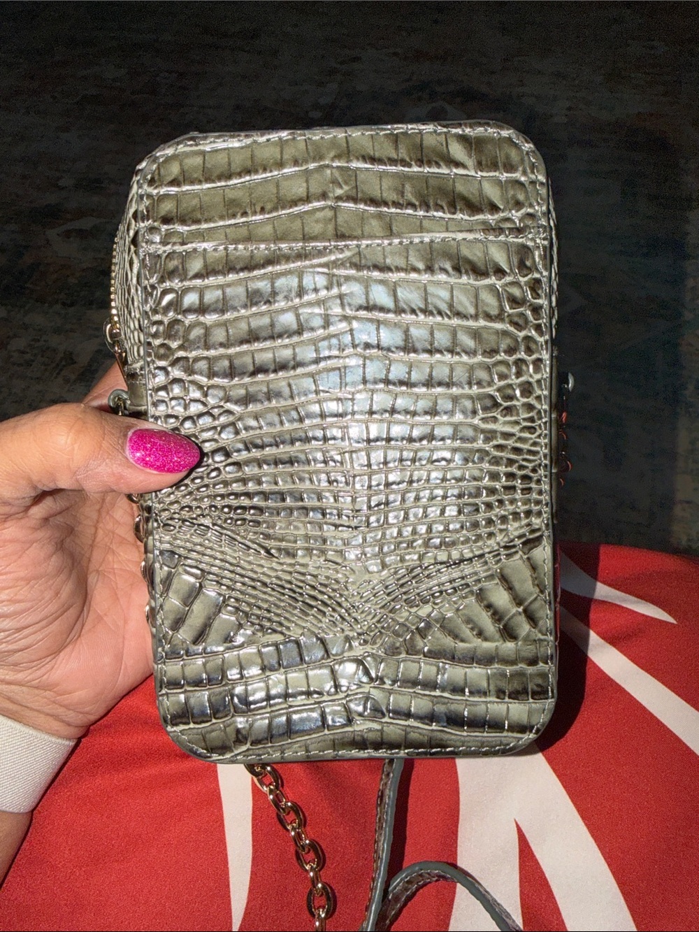 Brahmin Hunter Green Croc-Embossed Chain Crossbody - Picture 9 of 9